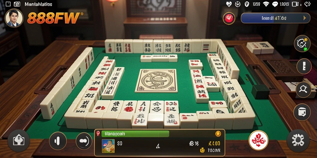 Screenshot permainan 888FW menampilkan gameplay Mahjong yang menantang.