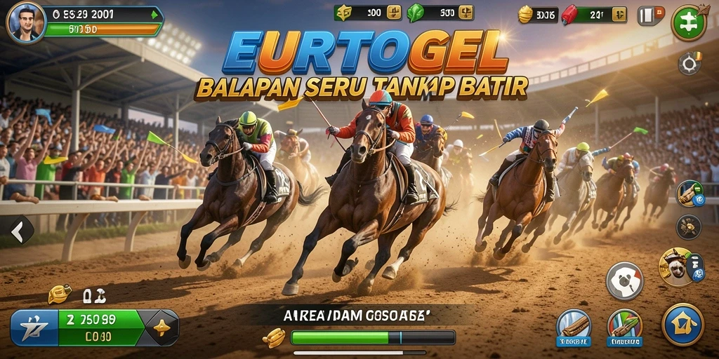 Tampilan menarik dari gameplay balapan EUROTOGEL yang seru.