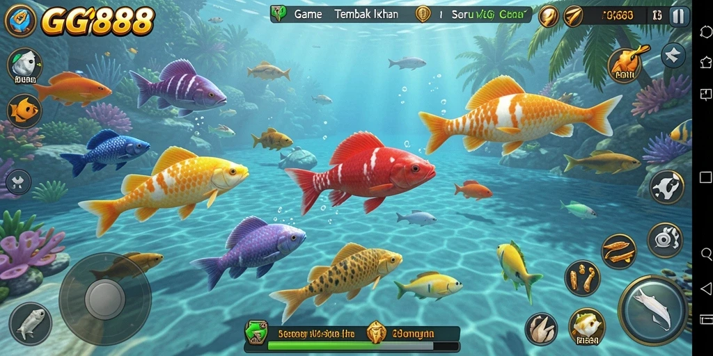 Screenshot gameplay GGG888 menampilkan aksi seru menembak ikan.