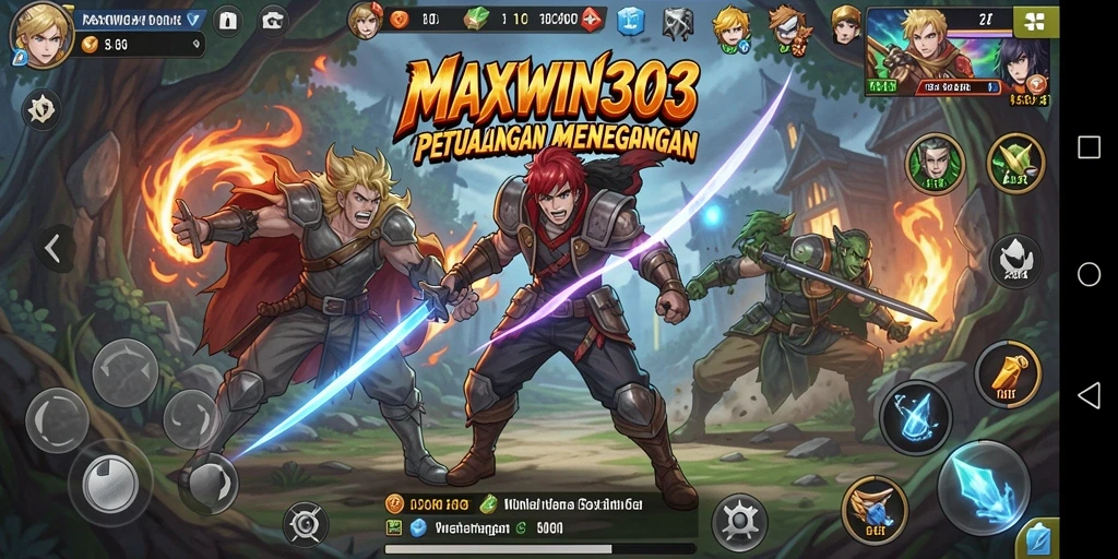 Screenshot gameplay MAXWIN303 menampilkan pertarungan seru antar karakter Anime.