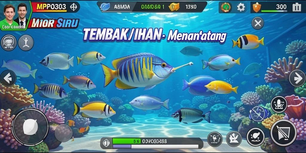Tampilan gameplay MPO303 saat menembak ikan di dunia bawah laut.