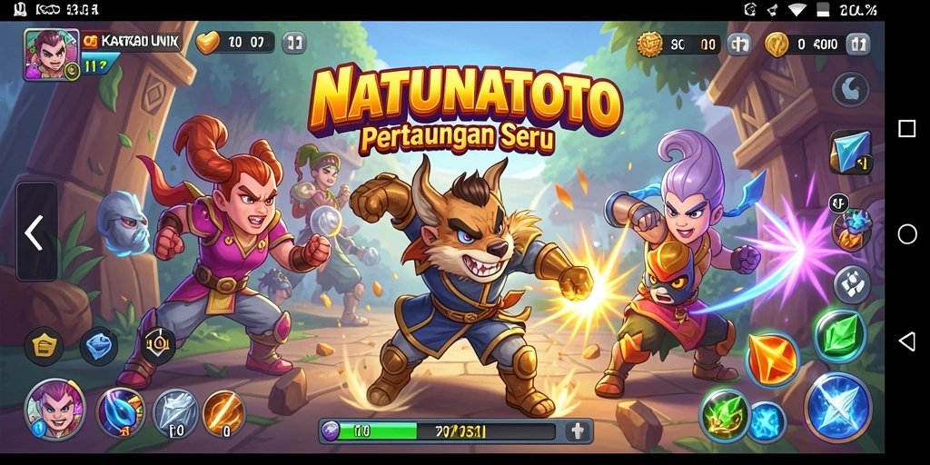 Tangkapan layar menampilkan pertarungan menegangkan dalam NATUNATOTO.