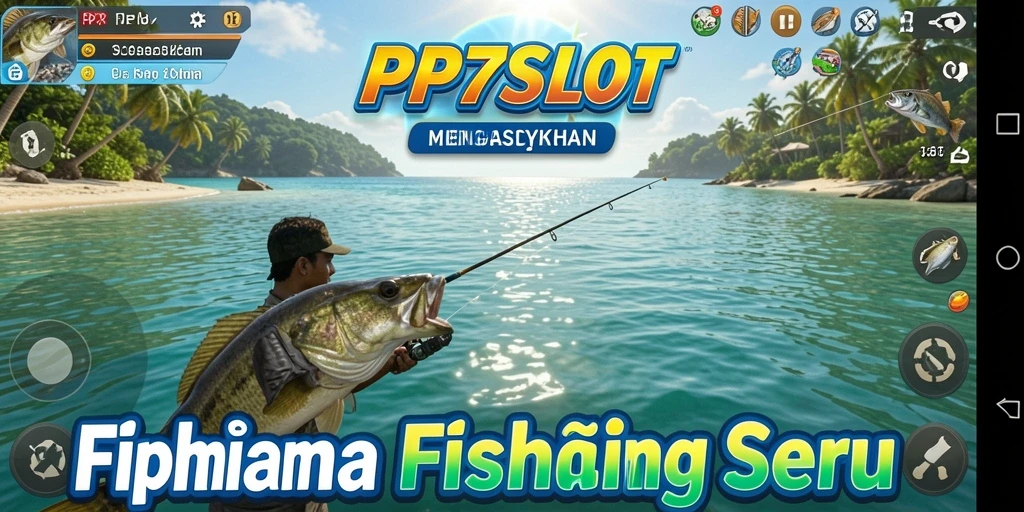 Menampilkan gameplay PP7SLOT dengan aksi menangkap ikan yang seru.