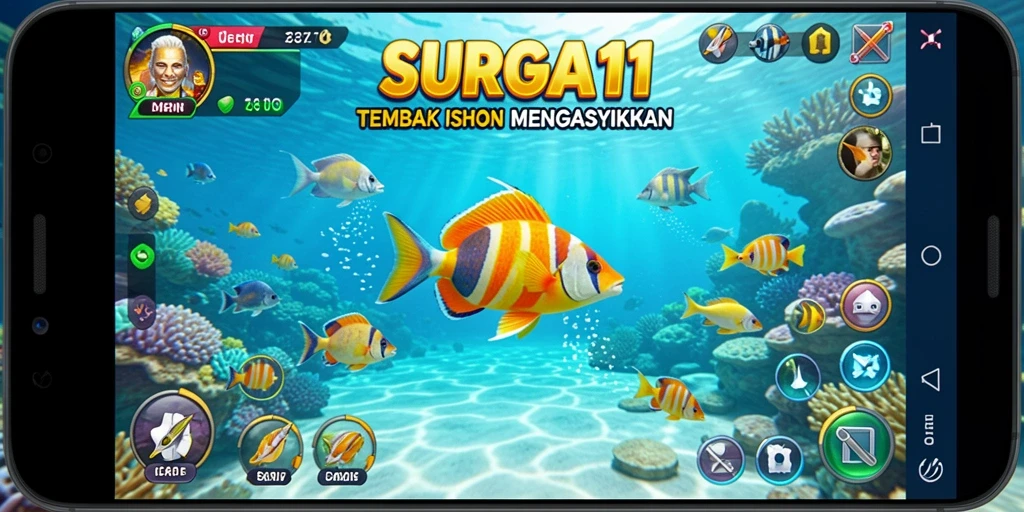 Tampilan seru dari gameplay Tembak Ikan di SURGA11.