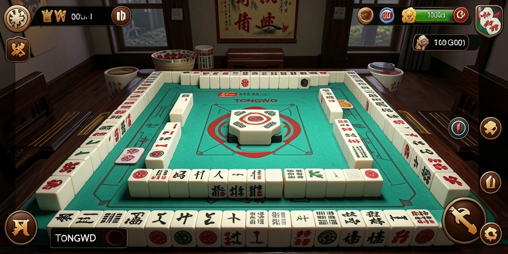 Tampilan gameplay seru dari TONGWD, permainan Mahjong yang menarik.