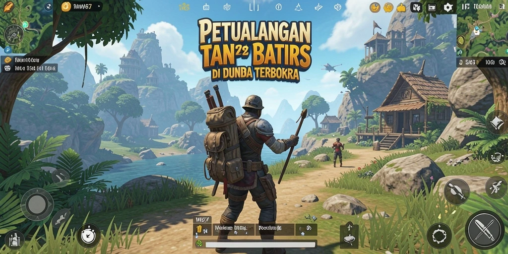Tangkapan layar utama W67 dengan aksi seru di dunia terbuka.